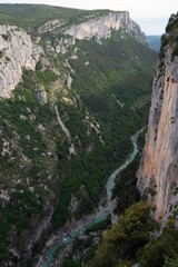 Plunging view over the Verdon River in the Gorges du Verdon area, a canyon, in the south of France