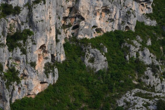 Plunging view over the Verdon River in the Gorges du Verdon area, a canyon, in the south of France