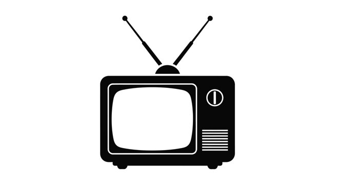 Vintage television set with antennae a striking black silhouette