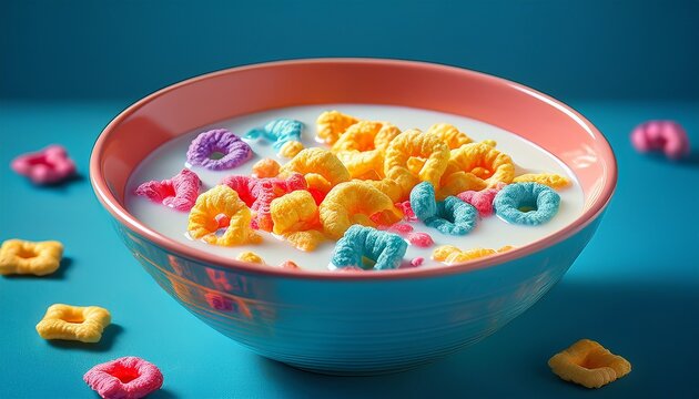 colorful cornflake letters spelling lgood morningr in a bowl filled with milk a cheerful creative and minimalist breakfast concept