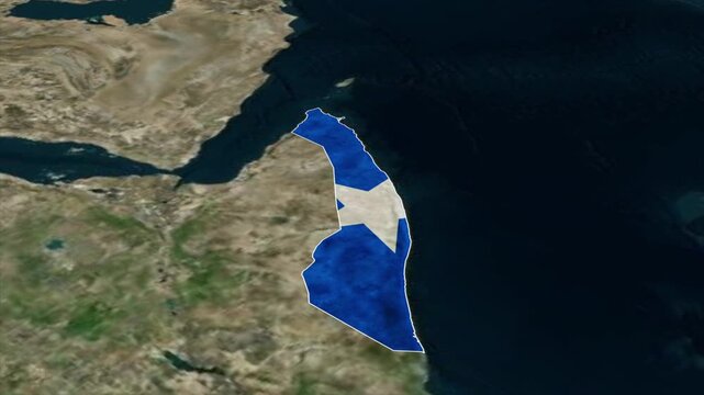 SOMALIA Map with SOMALIA Flag Inside, Realistic Country Shape Animation