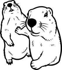 Illustration of a beaver holding off another beaver © Kristof