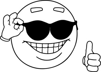 Illustration of an emoji with a cool facial expression