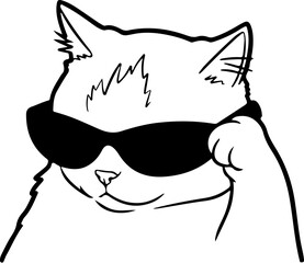 Illustration of a cat wearing shades with cool facial expression