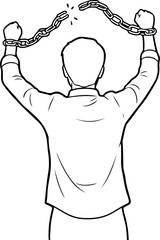 Illustration of a man broken free from prison chains