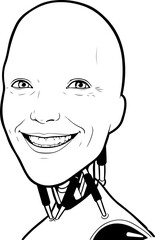 Illustration of a robot with a smiling facial expression