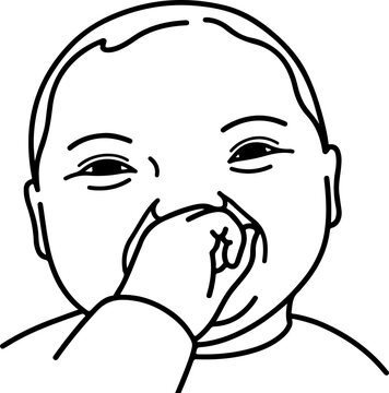 Illustration of a baby with a laughing facial expression