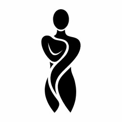 Abstract black silhouette of a female figure with intertwined lines.
