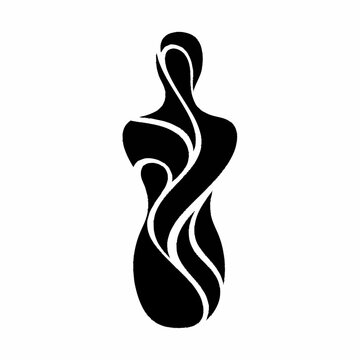Abstract Human Form Silhouette with Flowing Lines.