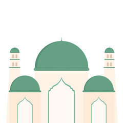 Beautiful mosque with green domes and minarets architecture