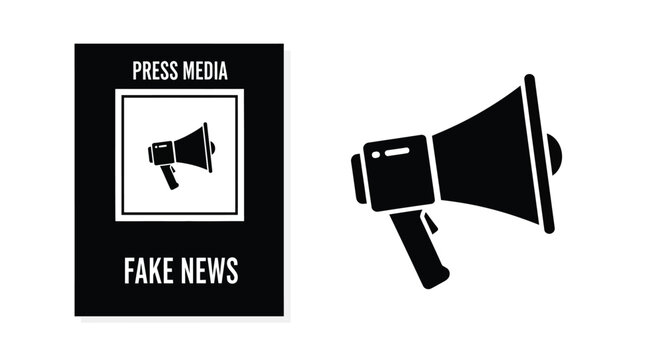 Press media and fake news concept with a megaphone silhouette