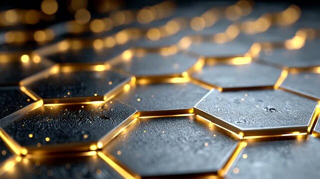 Glowing hexagonal tiles with ambient light effects