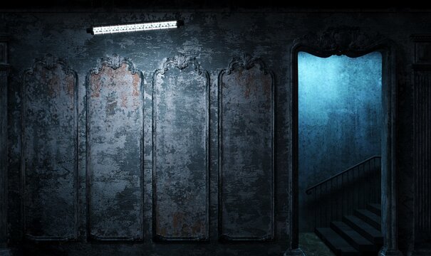 The interior of an abandoned old palace