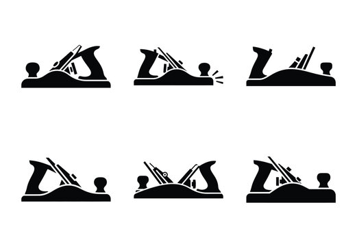 A set of  constriction tools and wood planer icons