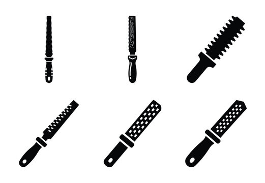 A set of  constriction tools and wood rasp icons