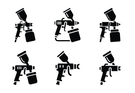 A set of  constriction tools and airless paint sprayer icons