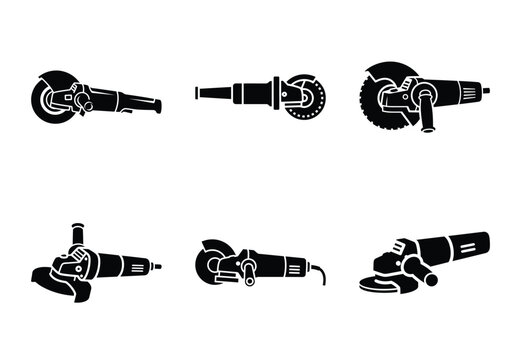 A set of  constriction tools and angle grinder icons