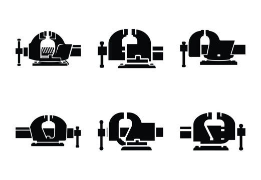 A set of  constriction tools and bench vise icons