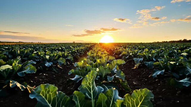 Cauliflower field landscape view background