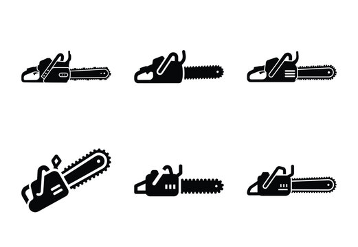 A set of  constriction tools and chainsaw icons