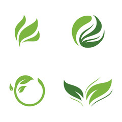 Fototapeta premium Green leaf eco friendly symbols and logos with gradient colors icon
