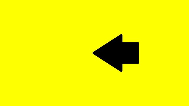 Motion Graphics left arrow icon animation on yellow background.
