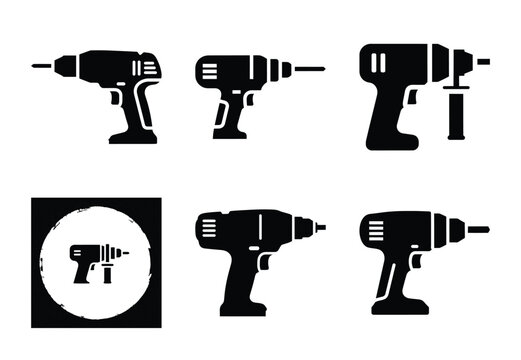 A set of  constriction tools and power drill icons