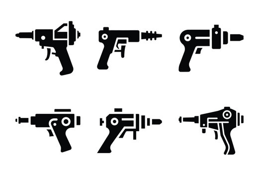 A set of  constriction tools and rivet gun icons