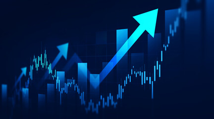 Plakat Trade business analytics graph and financial chart investment. Stock market investment trading graph and crypto currency. 
