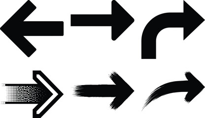 Set of various directional arrows pointing in different directions Vector