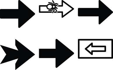Directional arrows with symbols indicating specific actions or restrictions Vector