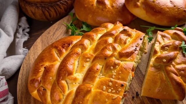 Pirog (gef&uuml;llter Hefekuchen)