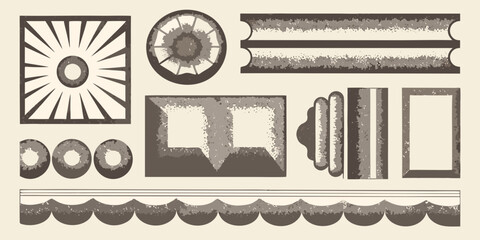 Vintage architectural elements and decorative motifs in brown tones © Provhash