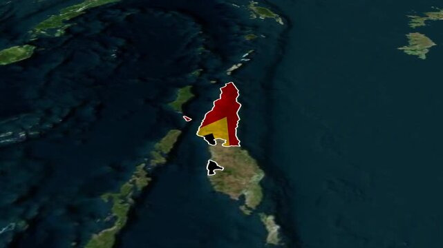 EAST TIMOR Map with EAST TIMOR Flag Inside, Realistic Country Shape Animation