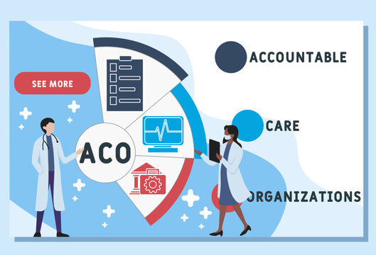 ACO - Accountable Care Organizations acronym, medical concept background. vector illustration concept with keywords and icons. lettering illustration with icons for web banner, flyer, landing page