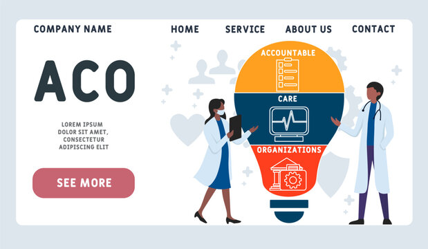 ACO - Accountable Care Organizations acronym, medical concept background. vector illustration concept with keywords and icons. lettering illustration with icons for web banner, flyer, landing page