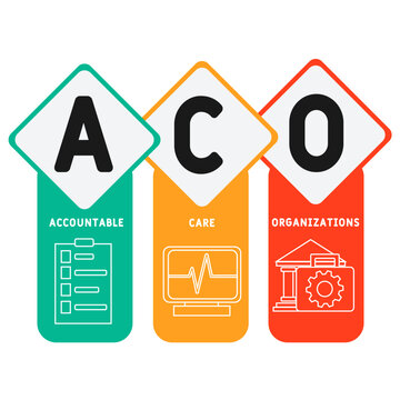 ACO - Accountable Care Organizations acronym, medical concept background. vector illustration concept with keywords and icons. lettering illustration with icons for web banner, flyer, landing page