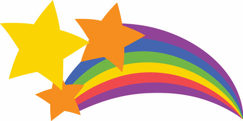 Obraz premium Colorful shooting star with a vibrant rainbow trail across a white background