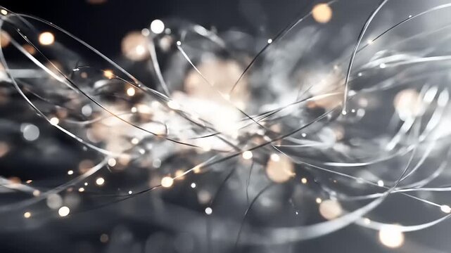 Captivating Luminous Threads: A mesmerizing interplay of light, shadows, and silver strands creating an elegant and ethereal aesthetic experience