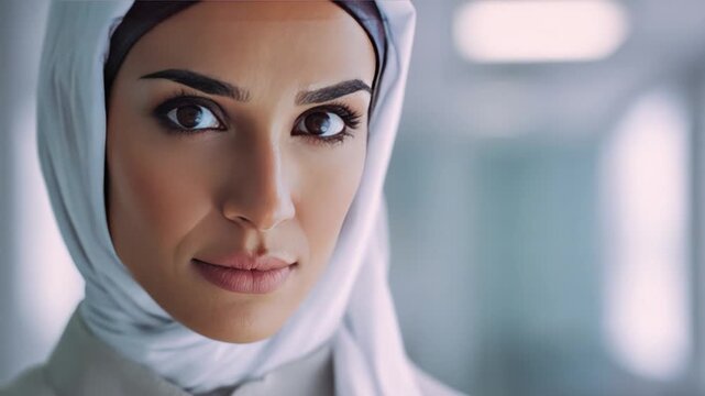 Portrait of Serenity: A poised individual, veiled in a serene, embracing the soft natural lighting and calm, quiet environment.