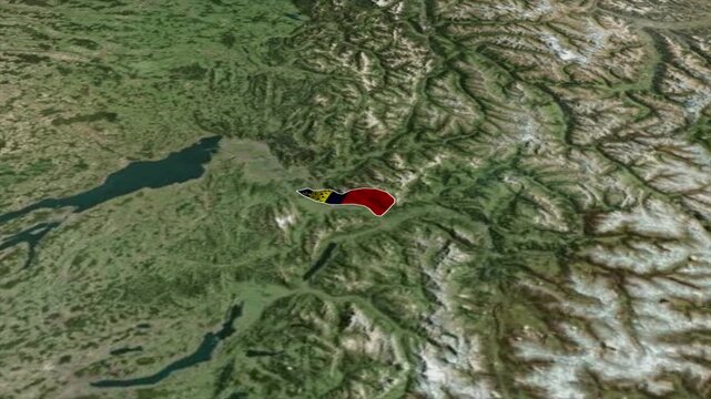 LIECHTENSTEIN Map with LIECHTENSTEIN Flag Inside, Realistic Country Shape Animation