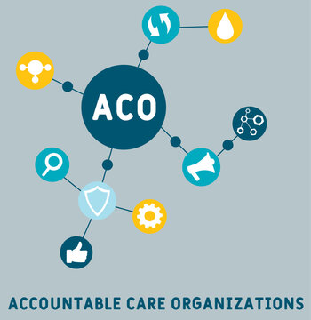 ACO - Accountable Care Organizations acronym, medical concept background. vector illustration concept with keywords and icons. lettering illustration with icons for web banner, flyer, landing page