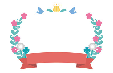 花束とリボンのかわいいイラストフレーム