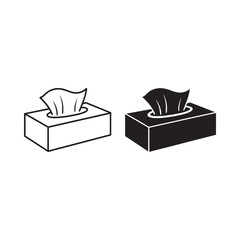 Two tissue box icons one white one black presented in a simple style
