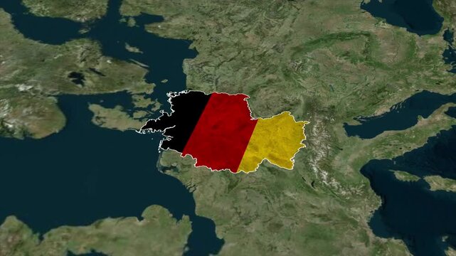 GERMANY Map with GERMANY Flag Inside, Realistic Country Shape Animation