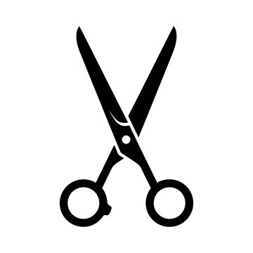 Black scissors icon isolated on transparent background for cutting or editing purposes easily