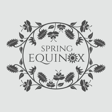 Spring Equinox in a flower circle frame