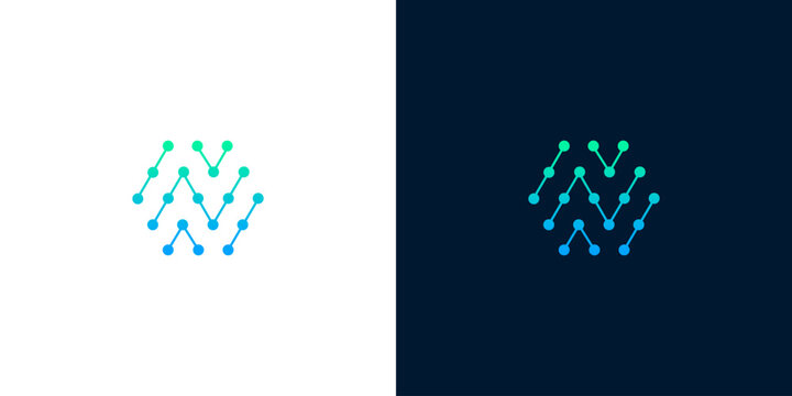 Dynamic abstract network logo design representing interconnected data, digital technology, and innovative communication solutions with a modern, clean aesthetic