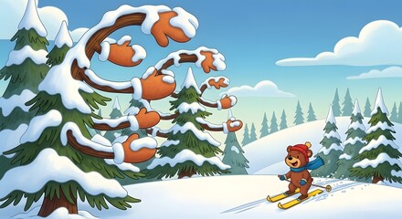 winter landscape with a snowman