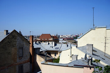 Fototapeta premium Panorama of city roofs in Lviv